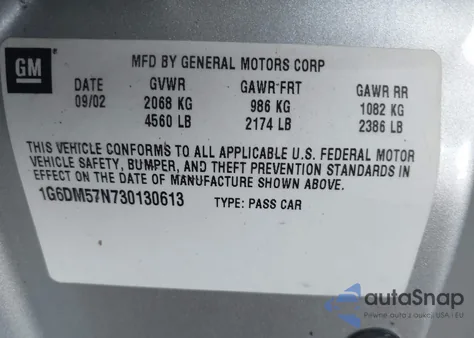 2003 Cadillac Cts Standard z USA, uszkodzony, nr VIN 1G6DM57N730130613